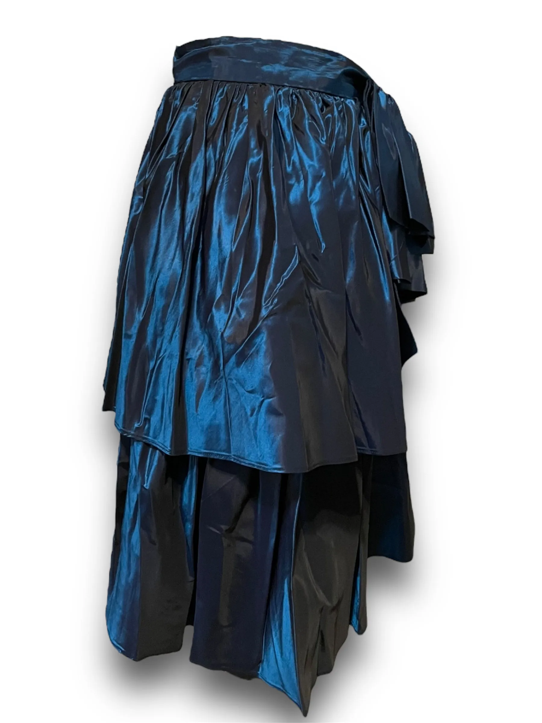 Vintage 1980’s Cathy Hardwick Blue Metallic Taffeta Bustled Skirt