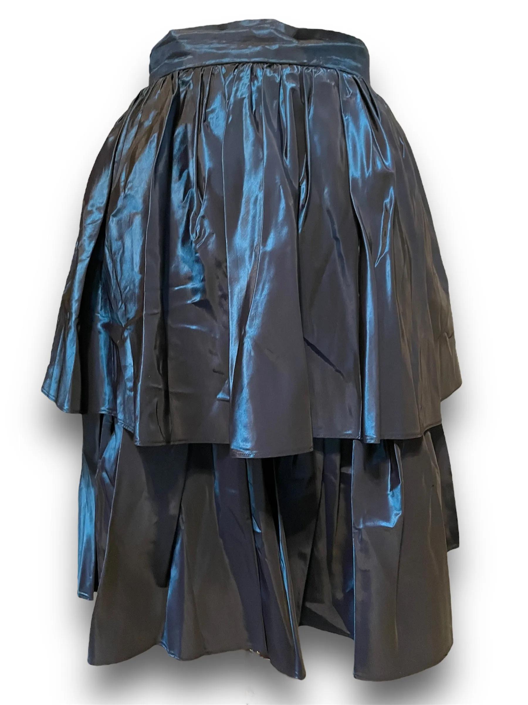 Vintage 1980’s Cathy Hardwick Blue Metallic Taffeta Bustled Skirt