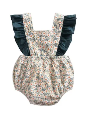Vintage Floral Flutter Sleeve Summer Infant Baby Girl Bodysuits