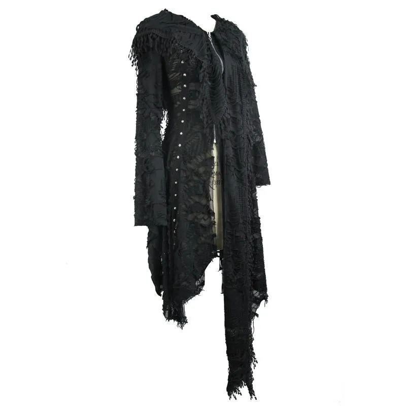 'Violations' Distressed Punk Mesh Coat