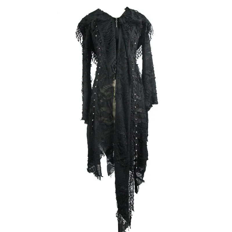 'Violations' Distressed Punk Mesh Coat