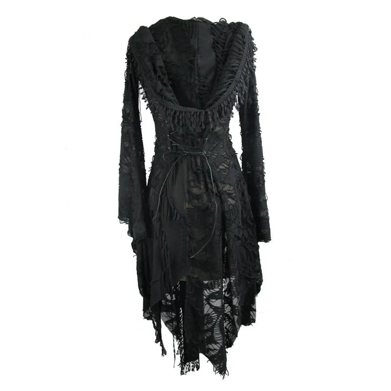 'Violations' Distressed Punk Mesh Coat
