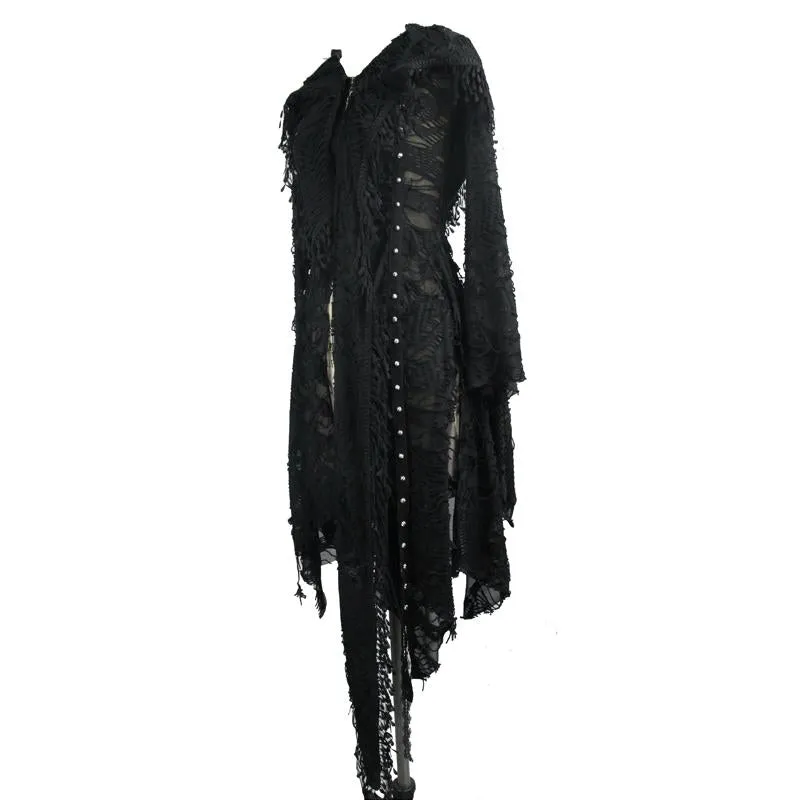 'Violations' Distressed Punk Mesh Coat