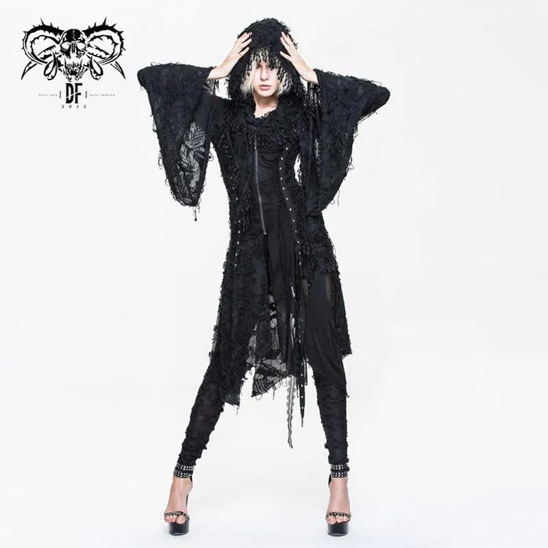 'Violations' Distressed Punk Mesh Coat