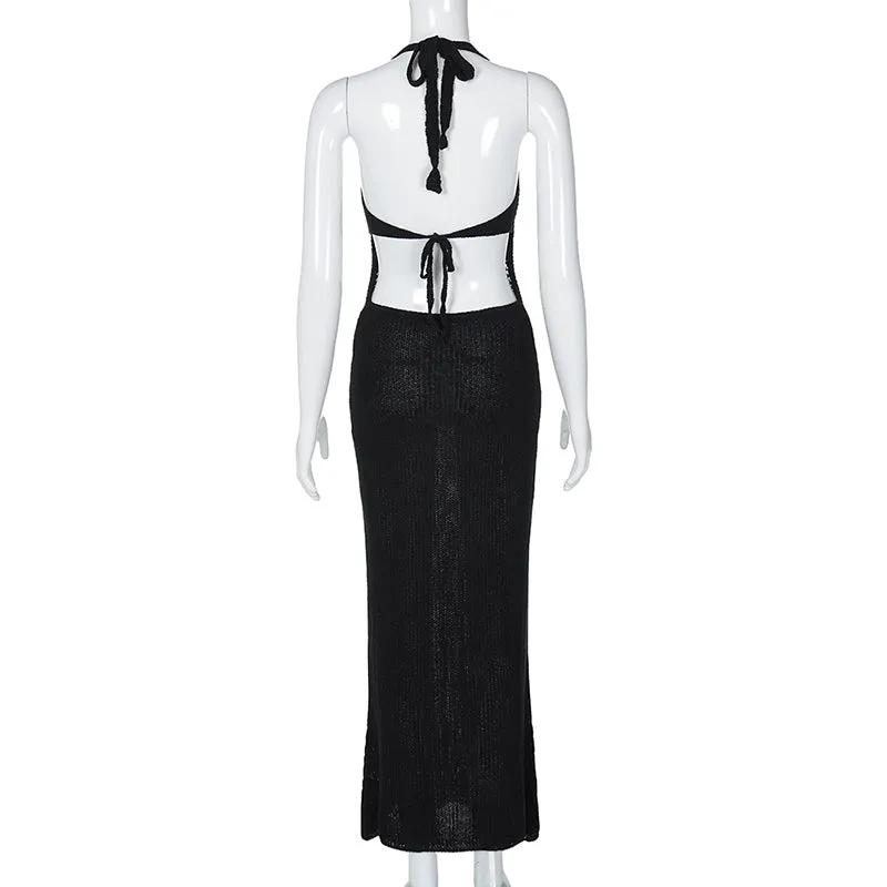 Vvsha Bea Backless Knitted Maxi Dress