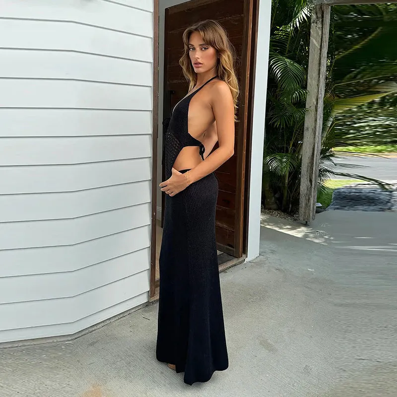 Vvsha Bea Backless Knitted Maxi Dress