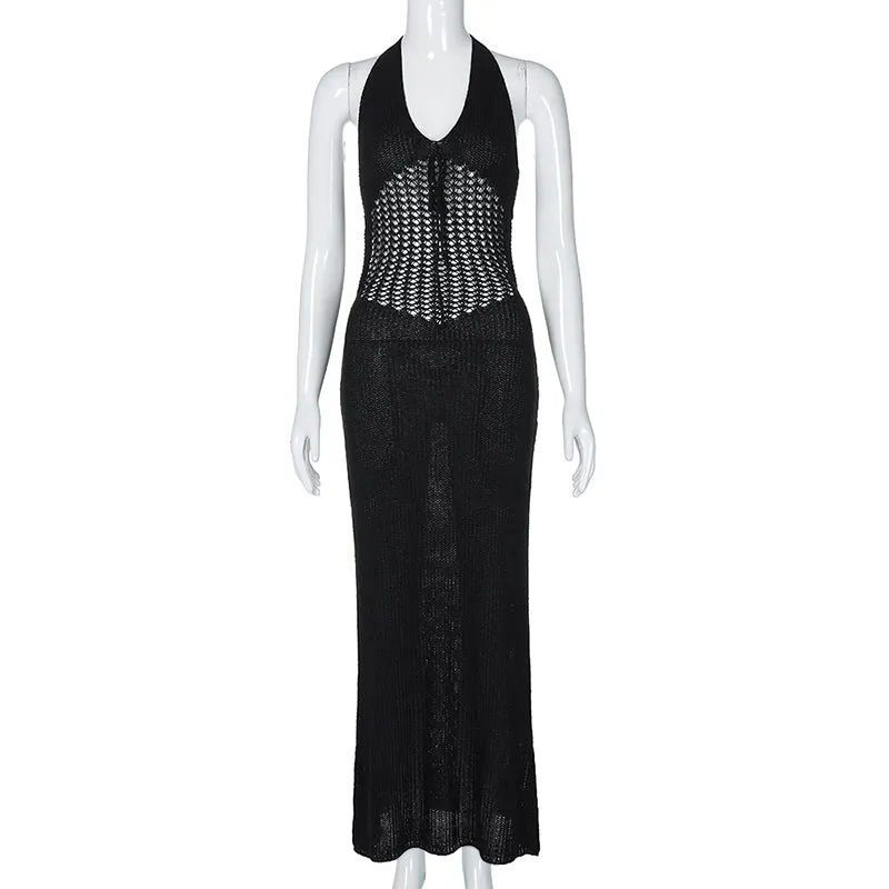 Vvsha Bea Backless Knitted Maxi Dress