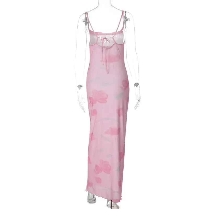 Vvsha Lennix Mesh Maxi Dress