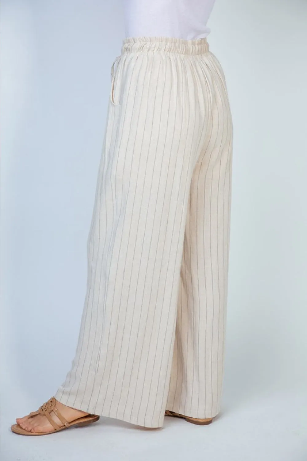 White Birch Finding Myself Full Size Striped Knit Pants in Cream