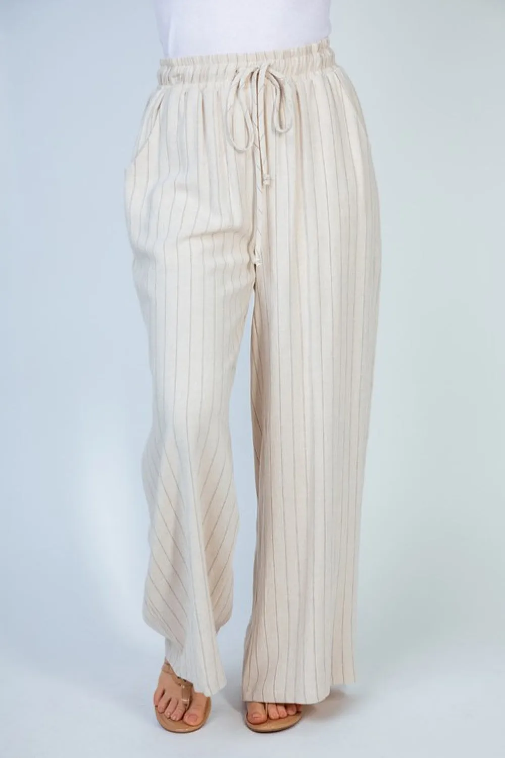 White Birch Finding Myself Full Size Striped Knit Pants in Cream