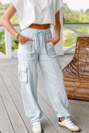 Willow Mid-Rise Wide Leg Denim Cargo Pants - Denim