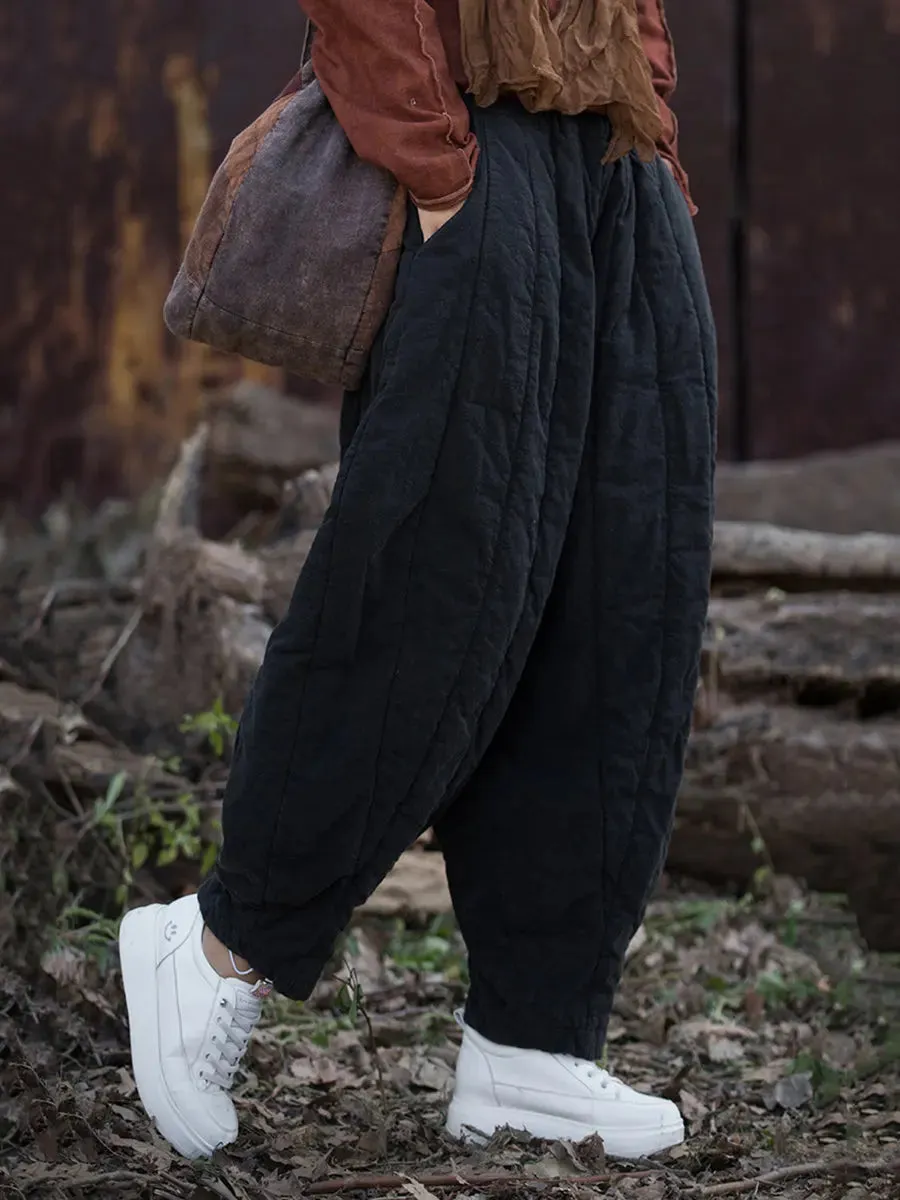 Women Stripe Stitching Thicken Harem Pants