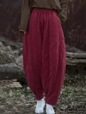 Women Stripe Stitching Thicken Harem Pants