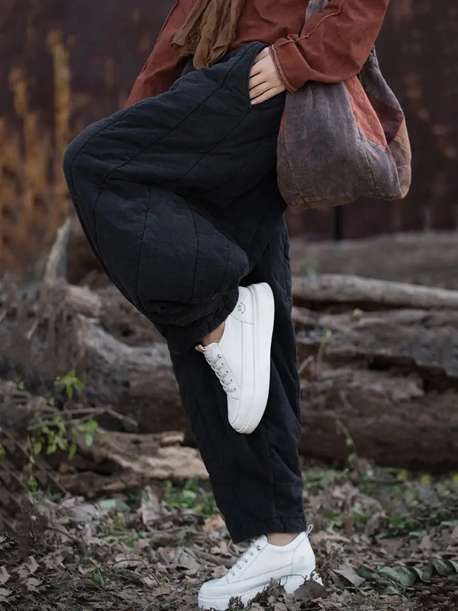 Women Stripe Stitching Thicken Harem Pants