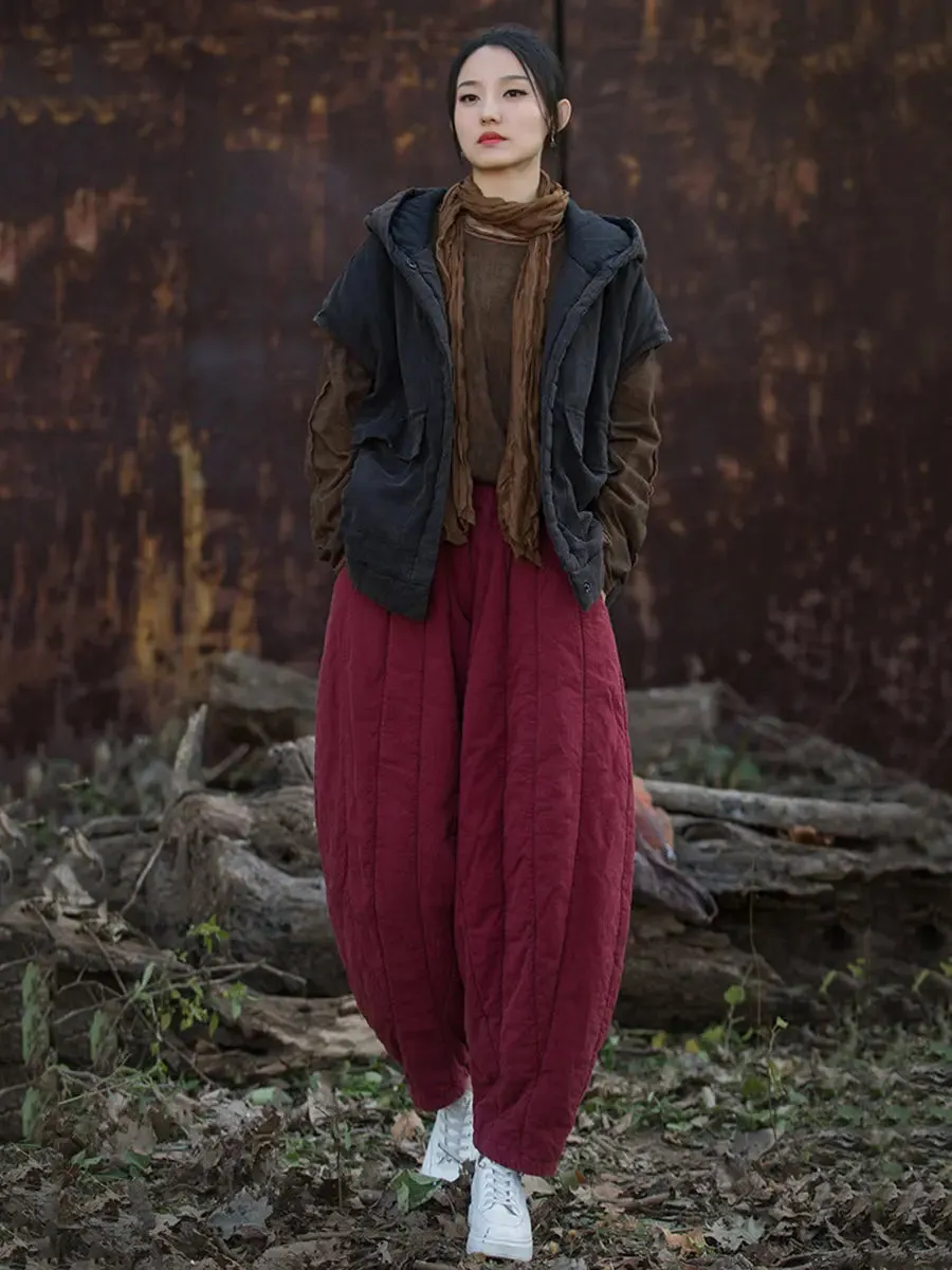 Women Stripe Stitching Thicken Harem Pants