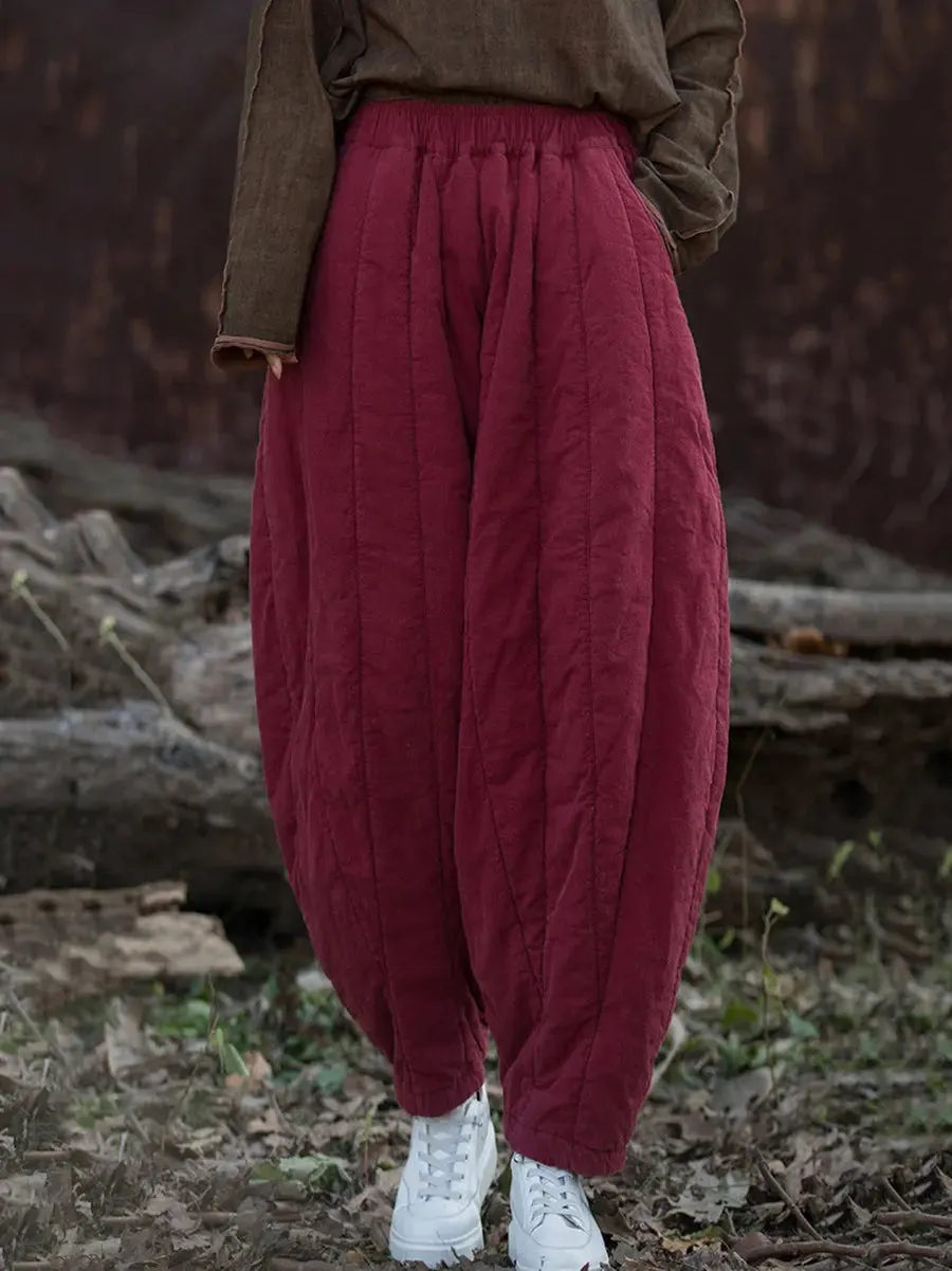 Women Stripe Stitching Thicken Harem Pants