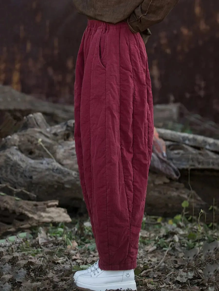 Women Stripe Stitching Thicken Harem Pants