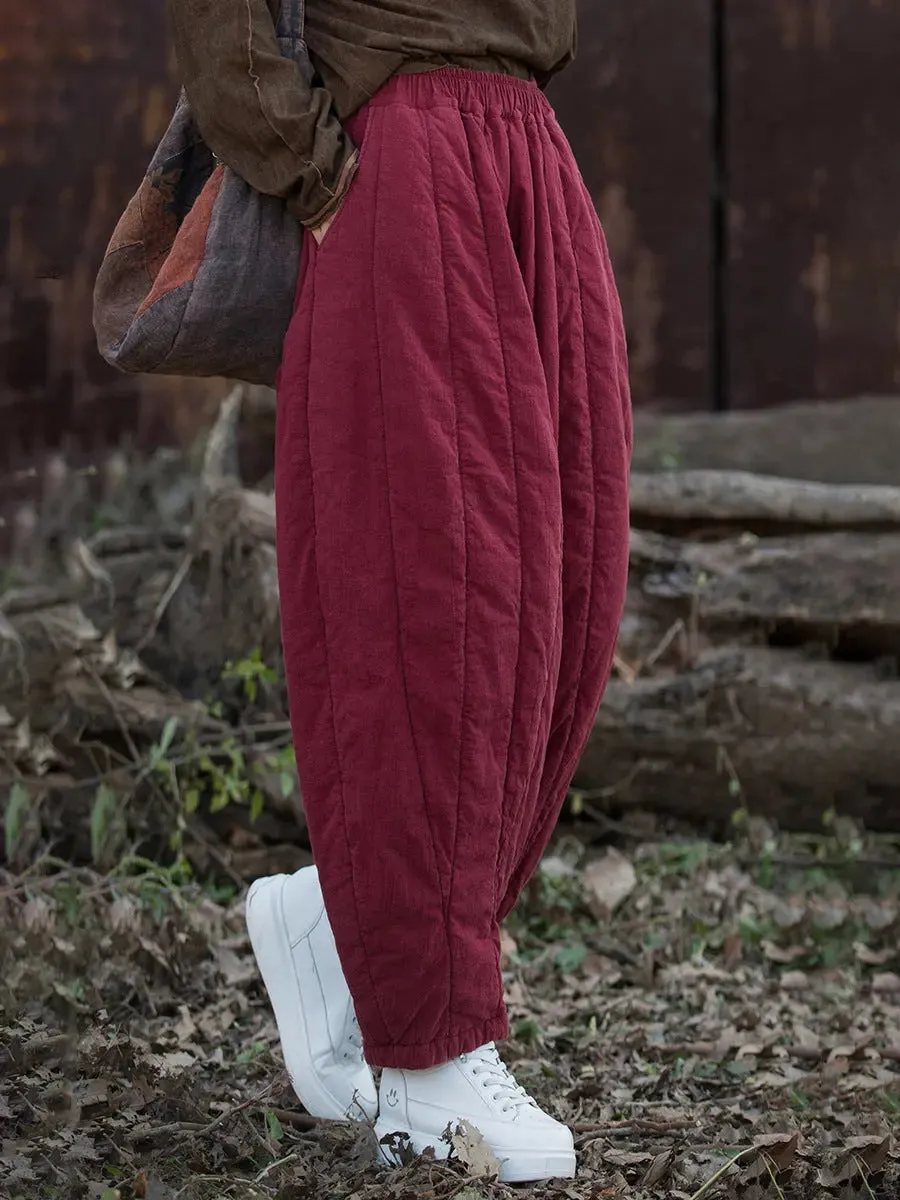 Women Stripe Stitching Thicken Harem Pants
