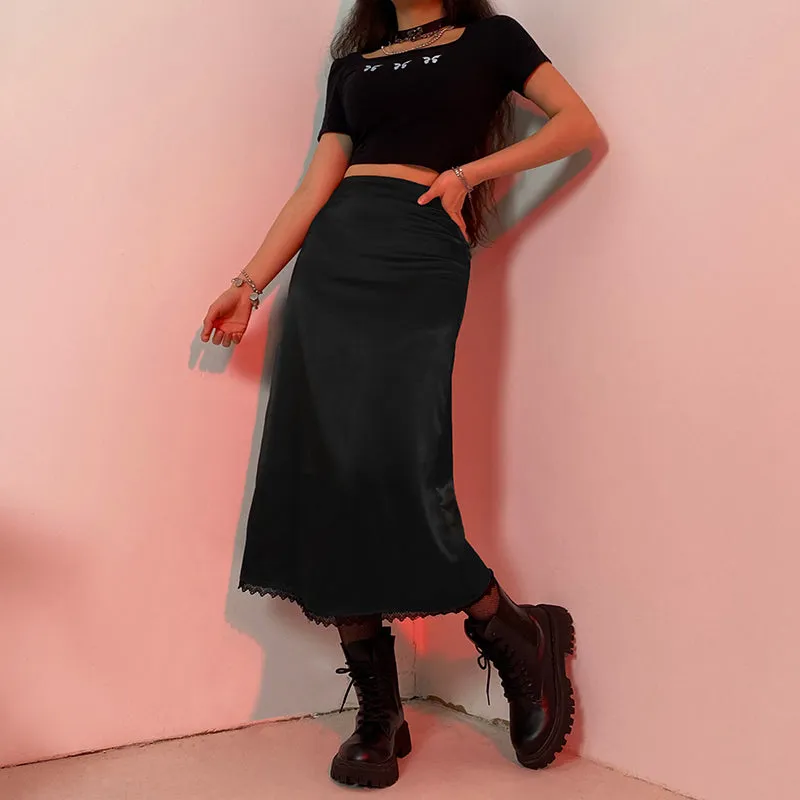 Women's Retro Grunge Striped Long Skirt
