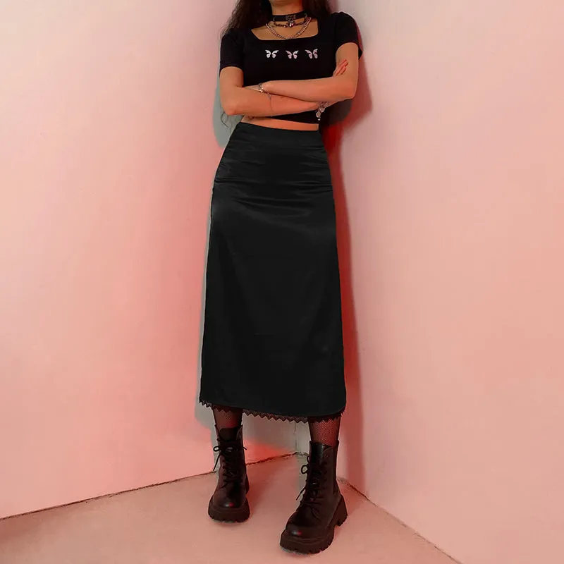 Women's Retro Grunge Striped Long Skirt