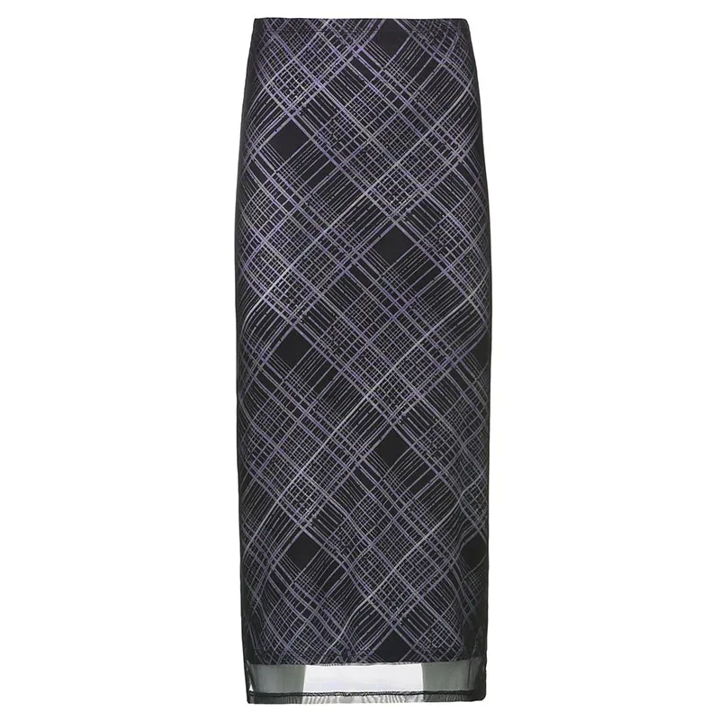 Women's Retro Grunge Striped Long Skirt