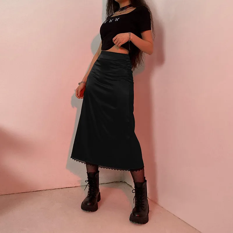 Women's Retro Grunge Striped Long Skirt