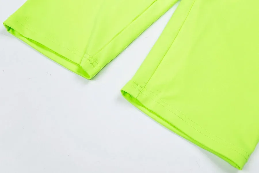 Women's Summer Fluorescence Color Fitness Bodysuit With Turtleneck