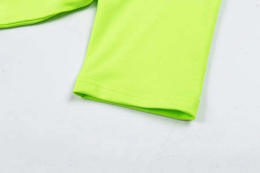 Women's Summer Fluorescence Color Fitness Bodysuit With Turtleneck