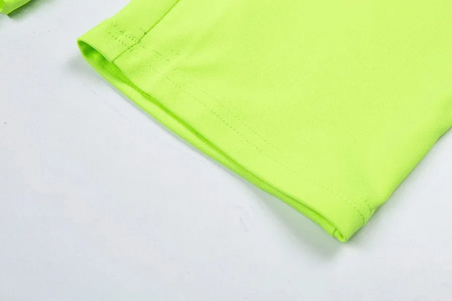 Women's Summer Fluorescence Color Fitness Bodysuit With Turtleneck