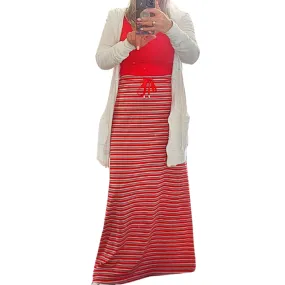 Zavarucci red striped maxi skirt, osfm/ size 10