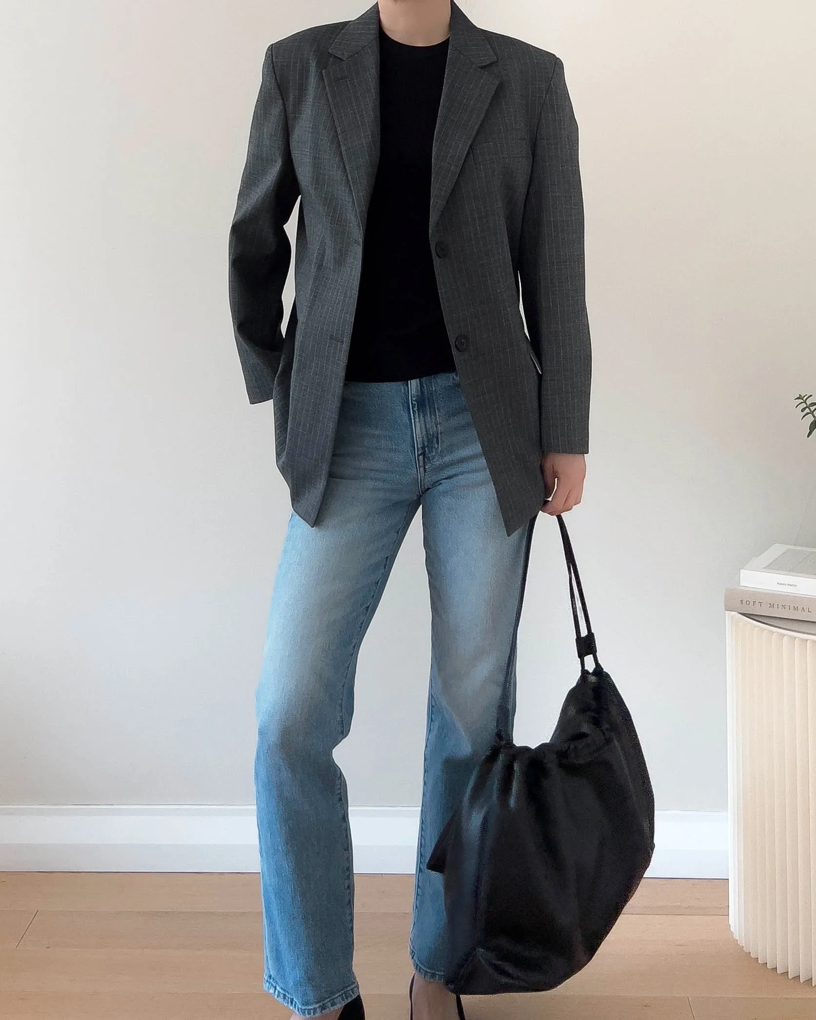 ZOOEY PINSTRIPE BLAZER GREY